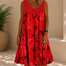 Kleid Linden™ mit Spitzeneinsatz, Blumenmuster und Weitem Schnitt – Rot