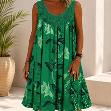 Kleid Linden™ mit Spitzeneinsatz, Blumenmuster und Weitem Schnitt – Grün