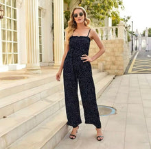 Charlotte | Weites Bein Gesmoktes Oberteil Jumpsuit – Marineblau