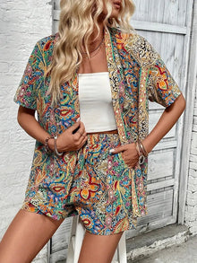 Rosalinda - Schickes Boho Tropisches Zweiteiliges Outfit – Bunt