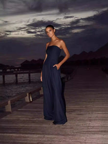 Céleste | Elegante Schulterfreie Jumpsuit – Blau