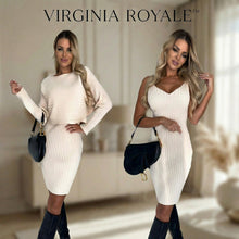 Virginia Royale™ Set aus hochwertigem Strick mit eleganter 2-in-1-Überlagerung – Eisweiß
