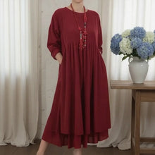 Delmara™ Kleid mit Lockerer Passform und Minimalistischem Stil – Rot
