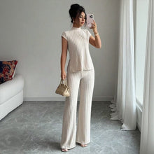 Selmira™ Geripptes Set mit Minimalistischer Eleganz – Aprikose