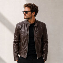 Yakuza™ Jacke aus Premium Leder mit Minimalistischem, Zeitlosem Design – Braun
