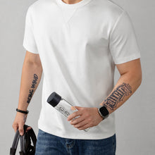Louis™ Premium-Strick-T-Shirt mit geripptem Rundhalsausschnitt – Weiß