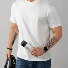 Louis™ T-Shirt aus Premium-Baumwolle mit Elasthan und geripptem Rundhalsausschnitt – Weiß