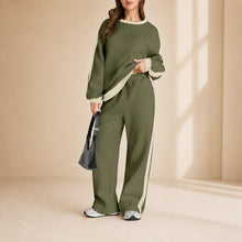Celestelle™ Sweatshirt-Set Mit Seitlichen Streifen Und Weiter Hose – Grün