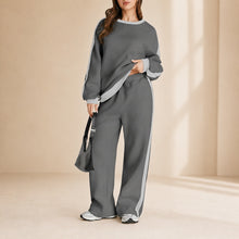 Celestelle™ Sweatshirt-Set Mit Seitlichen Streifen Und Weiter Hose – Grau