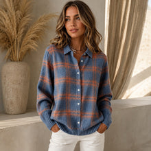 Saint Claire™ Premium-Strickjacke mit Karomuster – Blau