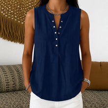 Bluse Nadine™ mit Knopfleiste und Rundhalsausschnitt – Marineblau