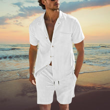 Herren Sommer Set – Zweiteiler mit Kurzarmhemd & Shorts für Strand & Freizeit – Weiß