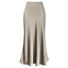 Elysia | Mode Langer glänzender Satin-Rock – Champagne