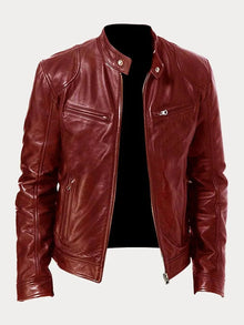 Nicole | Damen Stylische Streetwear Moto Lederjacke – Rot