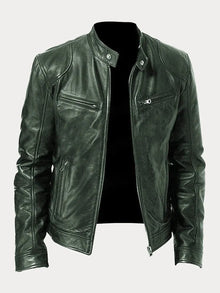 Nicole | Damen Stylische Streetwear Moto Lederjacke – Grün