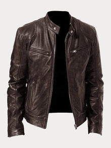 Nicole | Damen Stylische Streetwear Moto Lederjacke – Braun