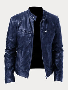 Nicole | Damen Stylische Streetwear Moto Lederjacke – Marine