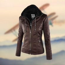 Natascha | Damen Slim Fit Lederjacke mit Reißverschluss – Braun
