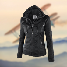 Natascha | Damen Slim Fit Lederjacke mit Reißverschluss – Schwarz