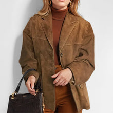 Pauline | Damen Urban Style Locker Sitzende Lederjacke – Braun