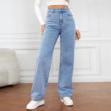 Damen High Rise Jeans mit geradem Bein – Hellblau