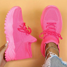 Elke | Damen Strick-Schnürschuhe für Freizeit und Spaziergänge – Rosa