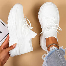 Elke | Damen Strick-Schnürschuhe für Freizeit und Spaziergänge – Weiß
