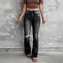 Damen Ripped High Waist Jeans – Schwarz