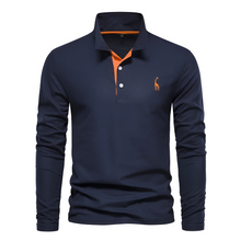 Antoine - Langärmeliges Herren-Poloshirt für den Alltag – Marineblau