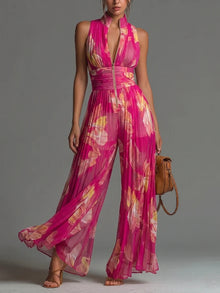 Kleira – Ärmelloser Overall Mit Falten – Blush Rose