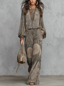 Cosima | Vintage-Paisley-Set – Graubraun