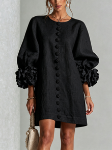 Hinan - Mini Kleid Mit Blumenmuster – Schwarz