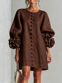 Hinan - Mini Kleid Mit Blumenmuster – Braun