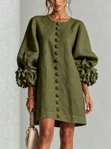 Hinan - Mini Kleid Mit Blumenmuster – Olivgrün