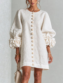 Hinan - Mini Kleid Mit Blumenmuster – Weiß