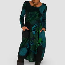 Elegantes Bohemien-Winterkleid für Damen mit langen Ärmeln – Blau