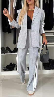 Trendiges Damen Trainingsanzug Set mit Blazer & Hose – Komfort & Stil – Grau
