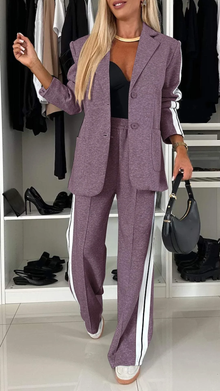Trendiges Damen Trainingsanzug Set mit Blazer & Hose – Komfort & Stil – Paars