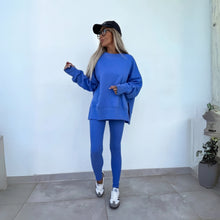 YACHI™ - Entspanntes Sweatshirt mit langen Ärmeln und Hosenensemble – Blau
