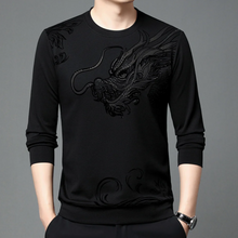Bequemes Herren-Sweatshirt mit Rundhalsausschnitt – Schwarz