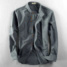 Herren Freizeithemd Japanischer Stil Slim Fit – Grau