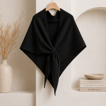 Isabel – Fleece-schal MIT Bindeband Vorne – Schwarz