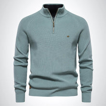 ZipCrest™ – Eleganter Half Zip Pullover Herren aus Baumwolle – Hellblau