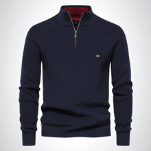 ZipCrest™ – Eleganter Half Zip Pullover Herren aus Baumwolle – Blau