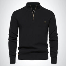 ZipCrest™ – Eleganter Half Zip Pullover Herren aus Baumwolle – Schwarz
