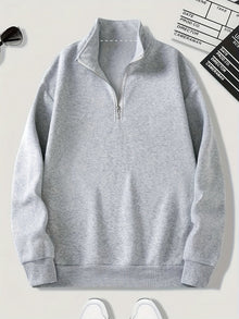 ZipVista™ – Herren Sweatshirt mit komfortablem Viertelreißverschluss – Grau