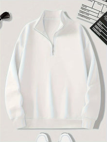 ZipVista™ – Herren Sweatshirt mit komfortablem Viertelreißverschluss – Weiß