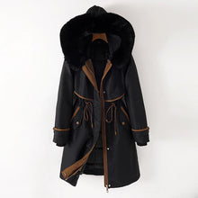 Hanna | Damen Warme, lange Jacke mit Kapuze – Schwarz