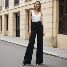 Elegante Wide-Leg Hose | Hohe Taille & fließender Stoff | Moderner Chic – Schwarz