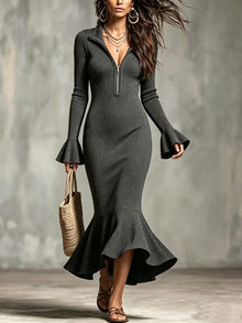Terona – Fishtail-Kleid Mit Betonter Taille – Grau